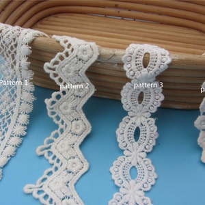 Ivory Cotton Lace Trim, Exquisite Embroidered Lace Trim, Scalloped Floral Lace