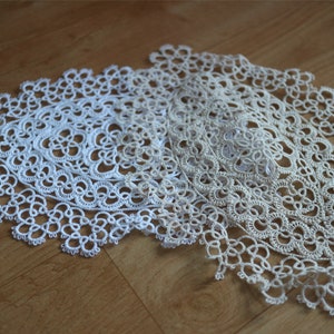 shuttle tatting lace applique,cotton diamond lace,Needle lace applique,circle Knotted Net Lace