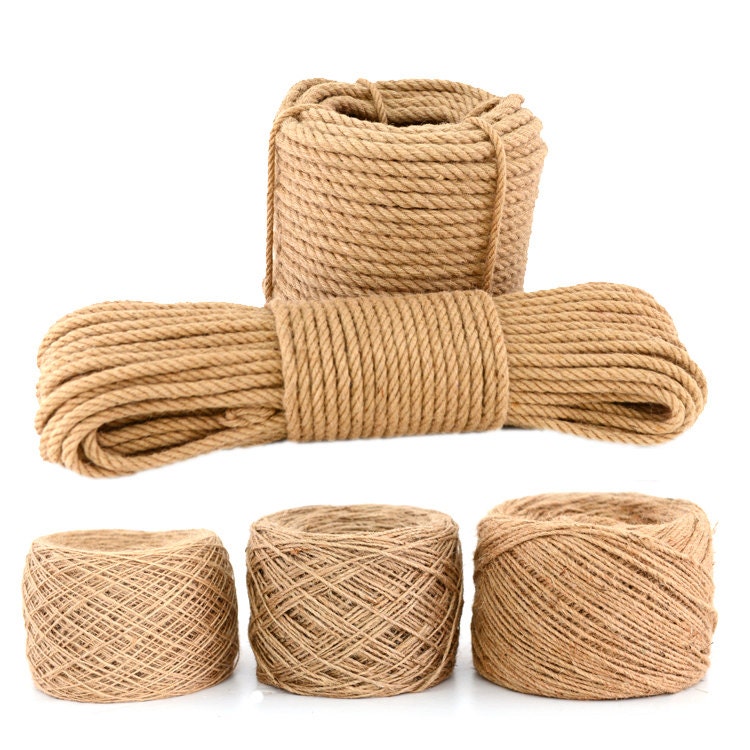Naler 6mm Jute Twine Hemp Rope,100% Natural Jute Rope 4-ply Thick Twine  String Cord Rope for Cat Tree, Boating, Animal Scratch Pole, DIY & Arts
