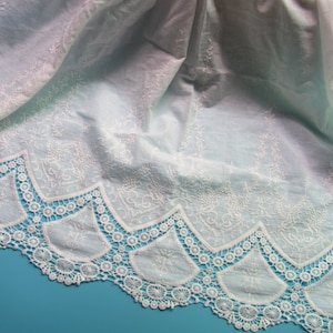 aus weißen Stickerei Baumwollstoff, Hochzeit Kleid Spitze Stoff, Spitze Stoff mit Jakobsmuscheln