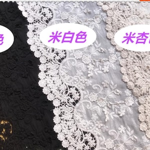 cotton embroidery cotton fabric in off white,wedding dress lace fabric,lace fabric, scallops 3D fabric