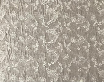 off white butterfly embroidery cotton fabric,wedding dress lace fabric,lace fabric, scallops fabric