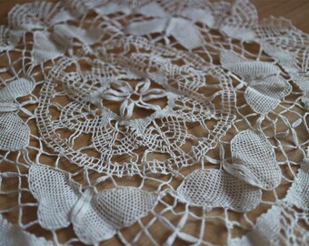 bobbin lace applique,cotton butterfly lace applique,36cm diameter circle applique