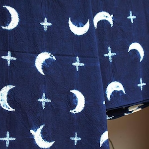 Natural Dyed blue Fabric, Hand Dyed Indigo Shibori Fabric ,100% moon and star cotton fabriic-Shibori cotton fabric