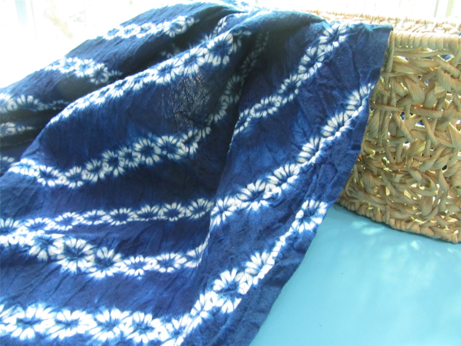 Blue - Shibori Tie-Dye Cotton 3pc Unstitched Dress Material Suit Set 12