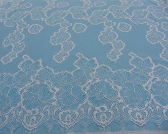 Chantilly Lace fabric off white for Shawls, Mantilla, Victorian Gowns, Lingerie -1meter-T051