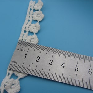 Elfenbensvit bomullsspets, utsökt broderad spets, vågig blommig spets bild 5