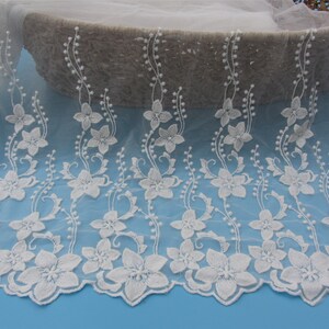 1yard  Embroidery Lace Fabric ,white cotton lace fabric and Scalloped Edges-50 inches Wide