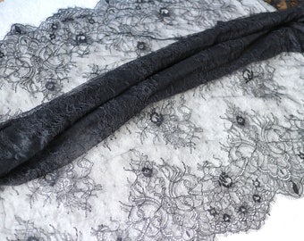 Chantilly Lace -3meters in 1pcs , White Bridal Lace, black lace Fabric, White Wedding Lace Fabric, Bridal Lace, Lace Fabric-004