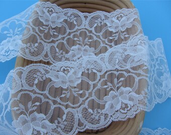 Lace trim ,wedding lace ,3.7” wide white lace trim,black lace sell by yard,non-stretch lace ribbon