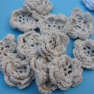 10pcs Cotton Crochet applique,4.5cm flower applique image 3