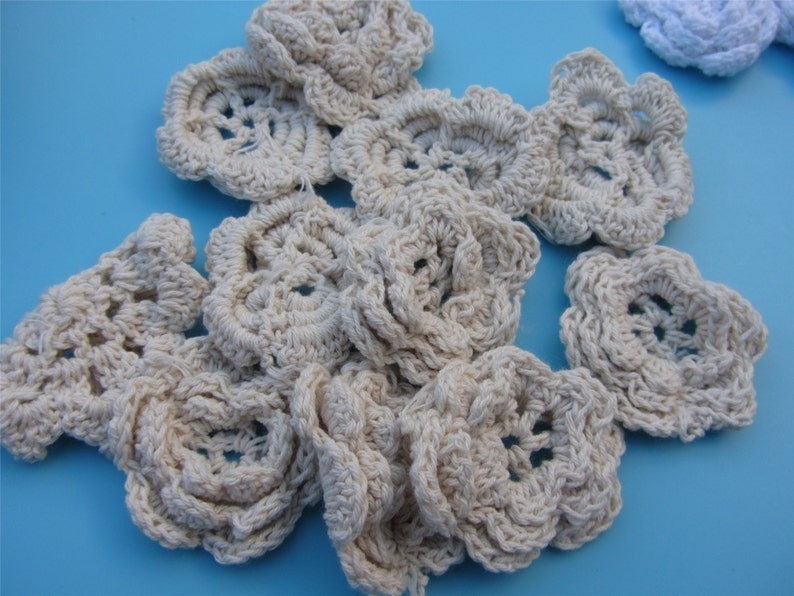 10pcs Cotton Crochet applique,4.5cm flower applique image 3
