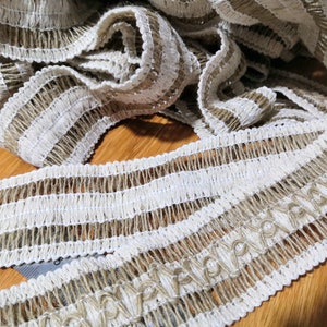 Natural Burlap and cotton Ribbon-4.5cm,Natural Jute Ribbon,Burlap Ribbon, Jute lace by yard