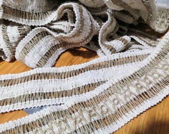 Burlap naturel et coton Ruban-4.5cm, Ruban naturel de jute, Ruban de Burlap, dentelle de jute par cour