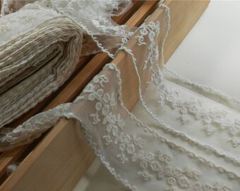2 meter spetskant, brudklänningsband, DIY-broderikant, bomullsspetskant