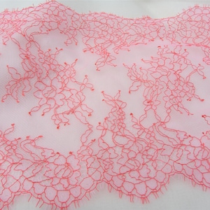 Watermelon red Lace trim for Shawls, Mantilla, Victorian Gowns, Chantilly Lace Lingerie -1meter