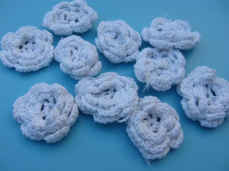 10pcs Cotton Crochet applique,4.5cm flower applique image 2