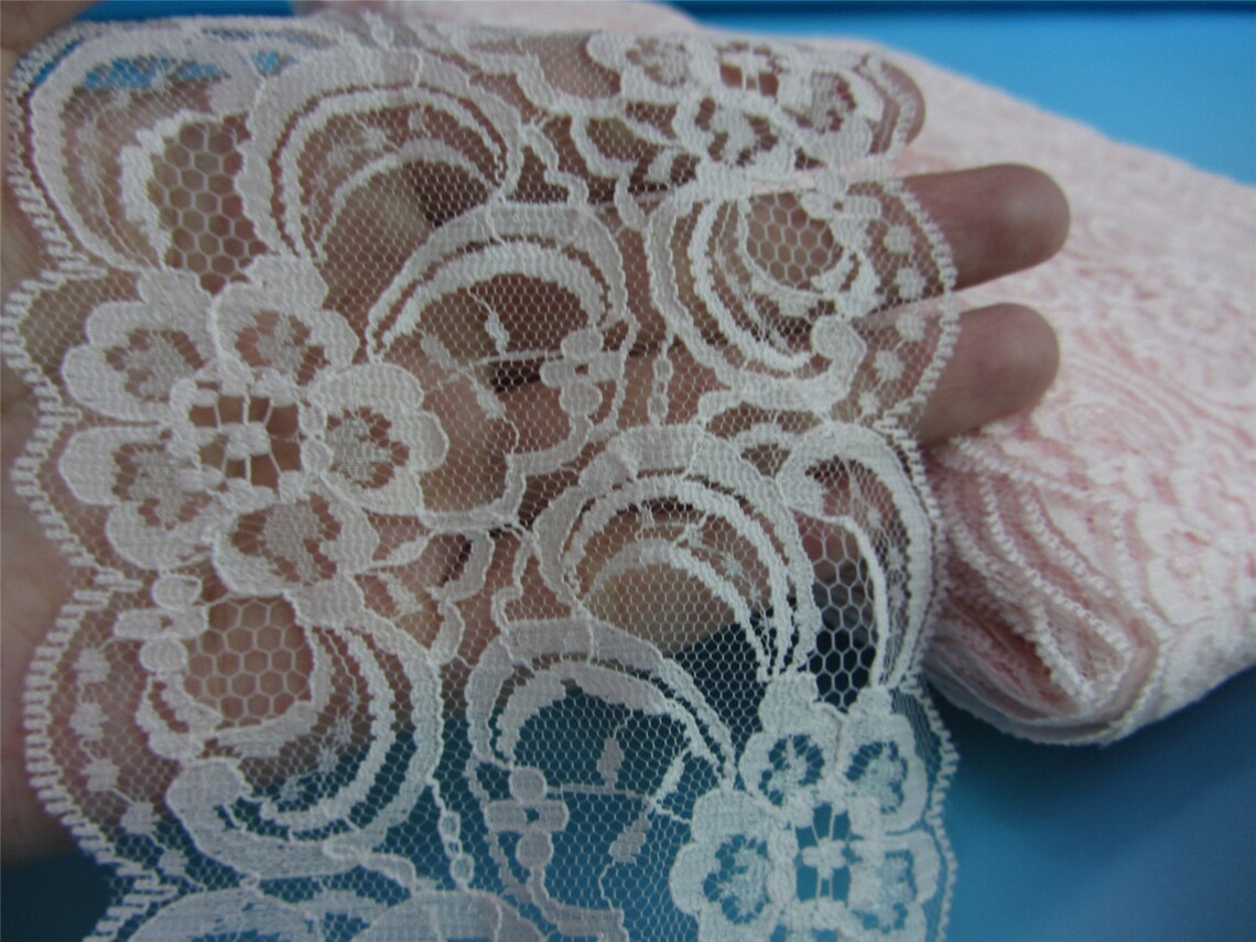 LIGHT PINK FABRIC WITH ROSE LACE TRIM HAIRBAND 414413 main image 1