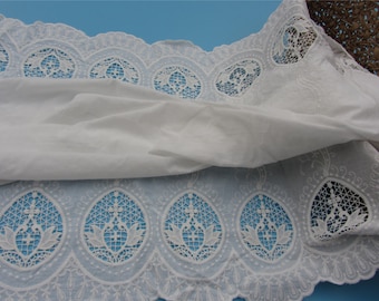 off White embroidery cotton fabric,wedding dress lace fabric,lace fabric with scallops