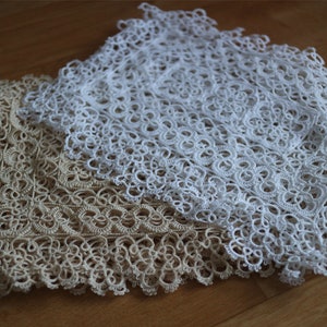 shuttle tatting lace applique,cotton lace,Needle lace applique,circle Knotted Net Lace