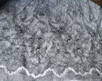 Black Lace 010 -3meters in 1pcs,Chantilly lace,White Bridal Lace, black lace Fabric, White Wedding Lace Fabric, Bridal Lace, Lace Fabric
