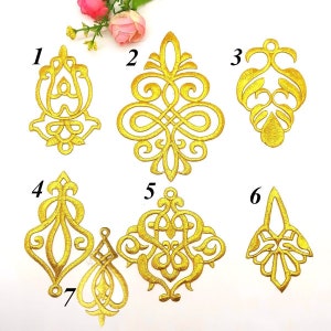 Baroque Style Embroidery gold Bodice Appliques For Pageant gown, Evening Prom, Ball Gown-1pcs