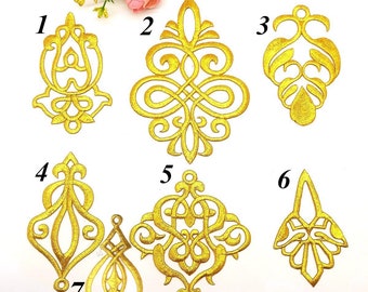 Baroque Style Embroidery gold Bodice Appliques For Pageant gown, Evening Prom, Ball Gown-1pcs
