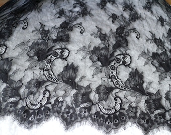 Black Chantilly Lace 012-3meters in 1pcs,Chantilly lace,White Bridal Lace, lace Fabric, White Wedding Lace Fabric, Bridal Lace, Lace Fabric