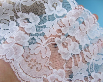 pure white lace trim ,wedding lace ,4.7” wide white lace trim,black lace sell by yard