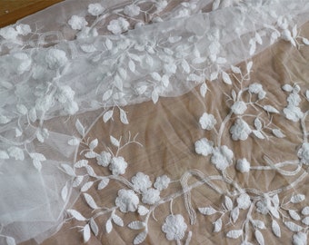 foral lace,soft embroidery tulle,cotton fabric in off white,wedding dress lace fabric,light ivory lace fabric for curtain