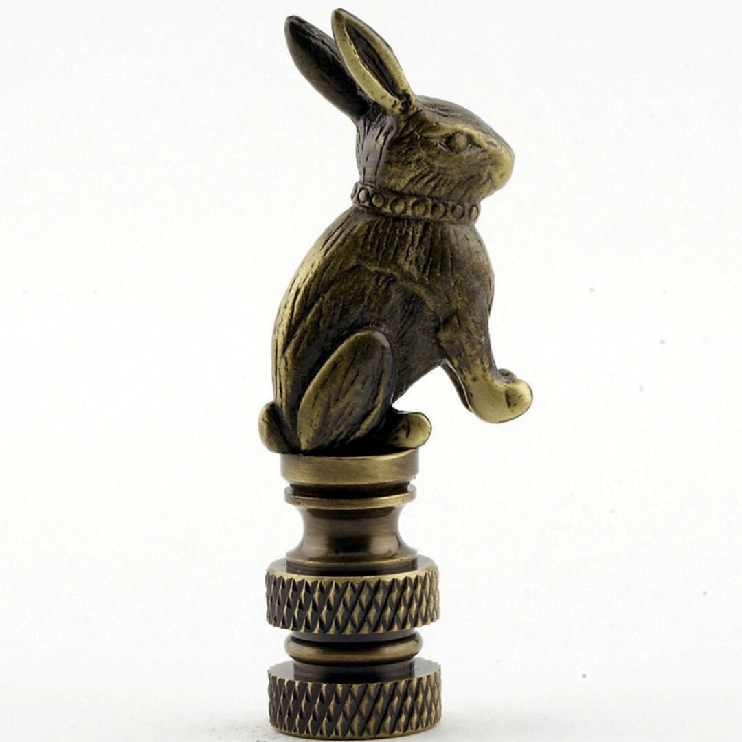 Rabbit Lamp Shade Finial Antique Brassfinal Thread Etsy