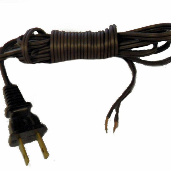 15' LAMP CORD with plug SPT-1: brown, black, silver, white or gold