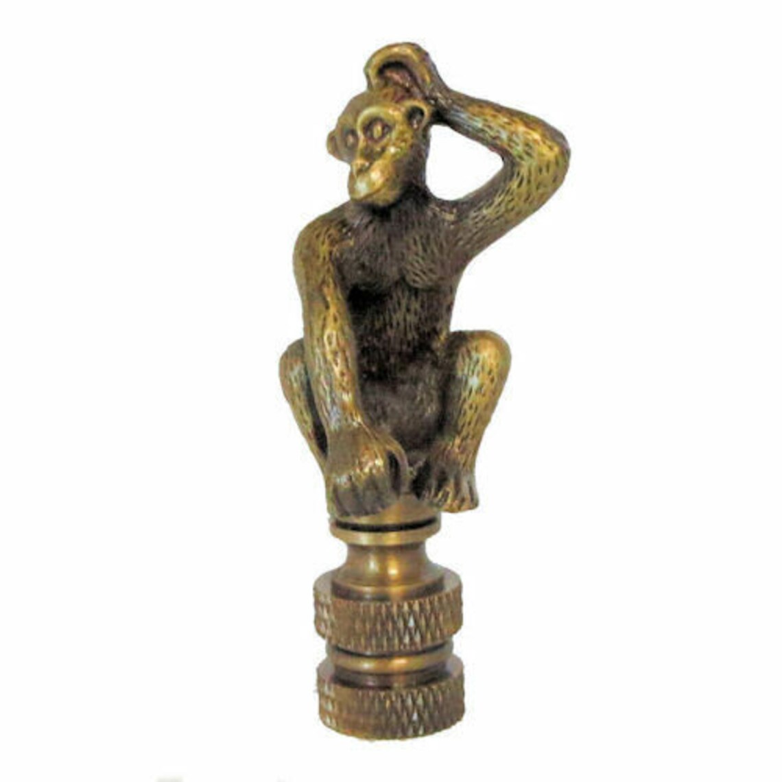 Antique Brass Sitting Monkey Lamp Shade Finial Etsy
