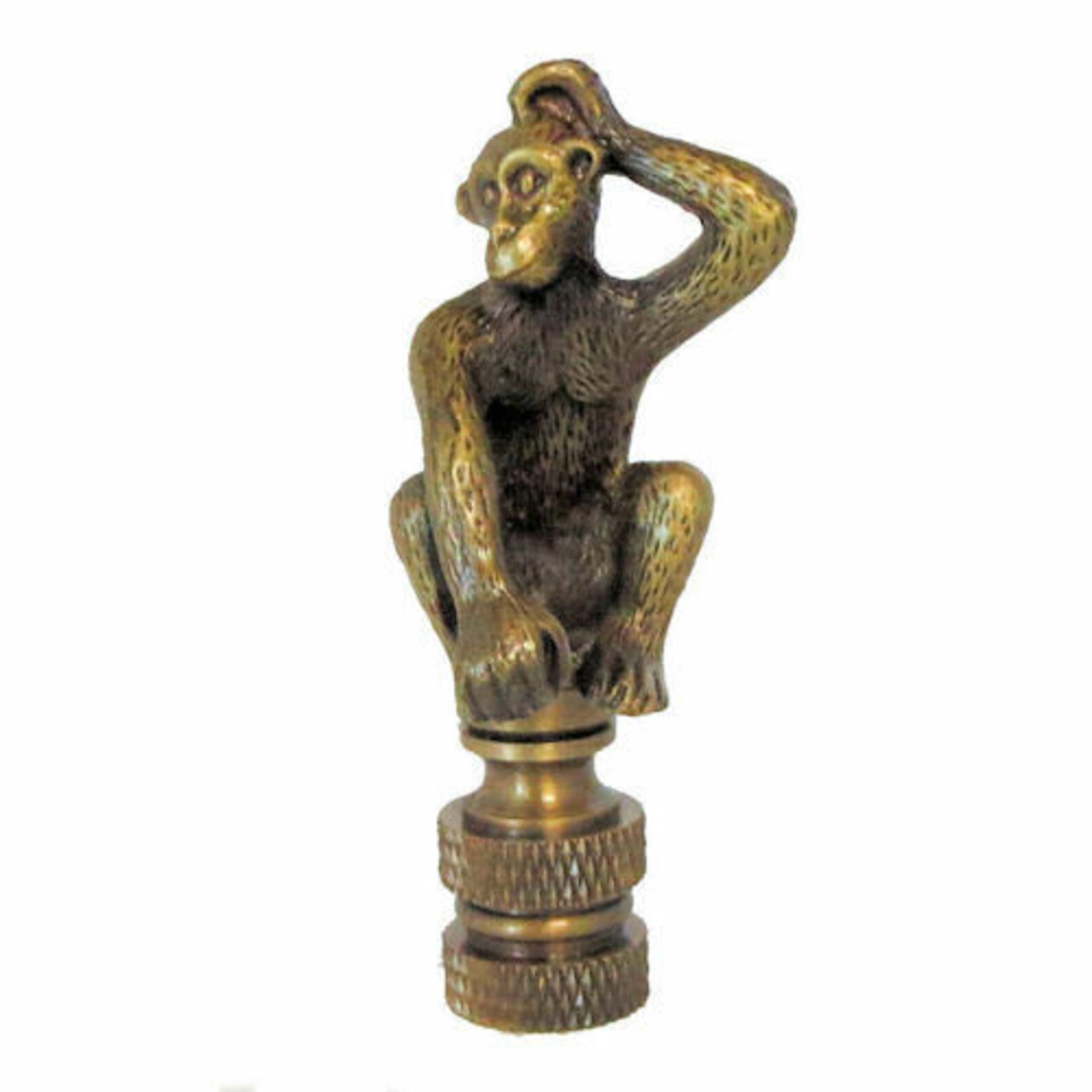 Antique Brass Sitting Monkey Lamp Shade Finial Etsy