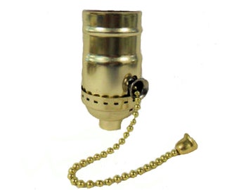 Off/on PULL-CHAIN standard-based lamp socket: brass-plated, antique brass-plated, nickel-plated