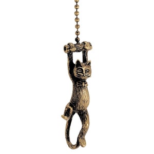 Hanging Cat Fan Pull Chain- ANTIQUE BRASS