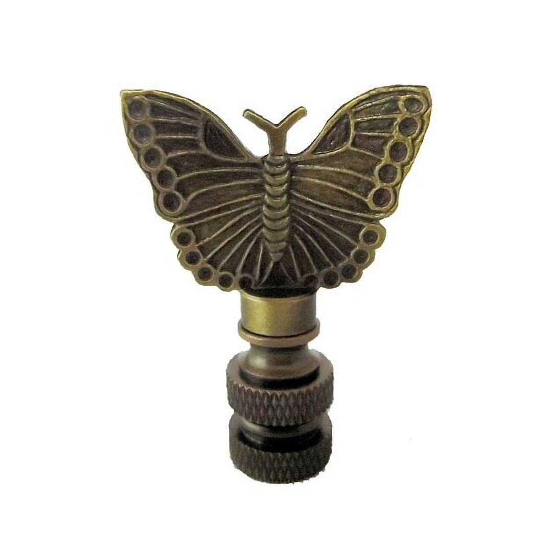 BUTTERFLY Lamp Shade Finial ANTIQUE BRASS Finial Thread Etsy
