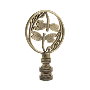 Double Dragonfly Lamp Shade finial - Antique Brass ( Finial Thread)