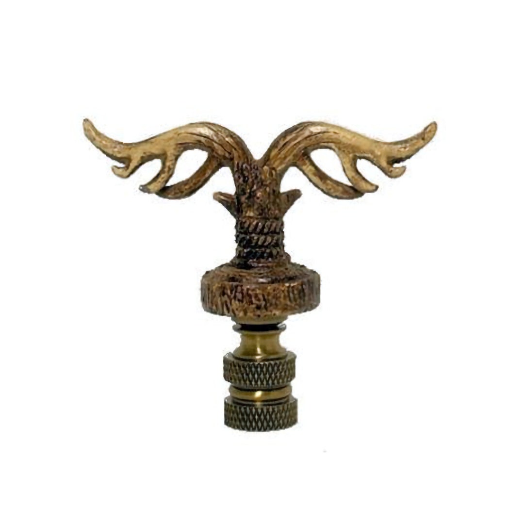 Double Antler Lamp Shade Finial antique Brass Base 102 Etsy