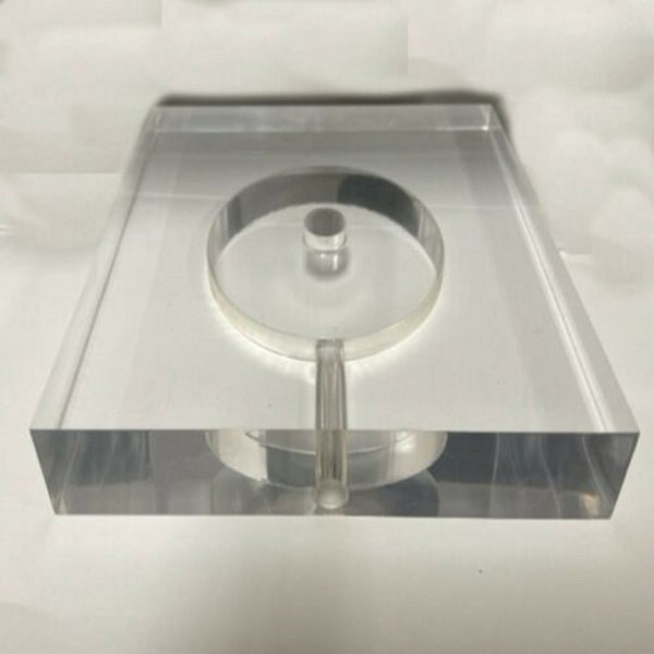 Square Clear Acrylic lamp base with Cord hole  5 3/4" X 5 3/4"