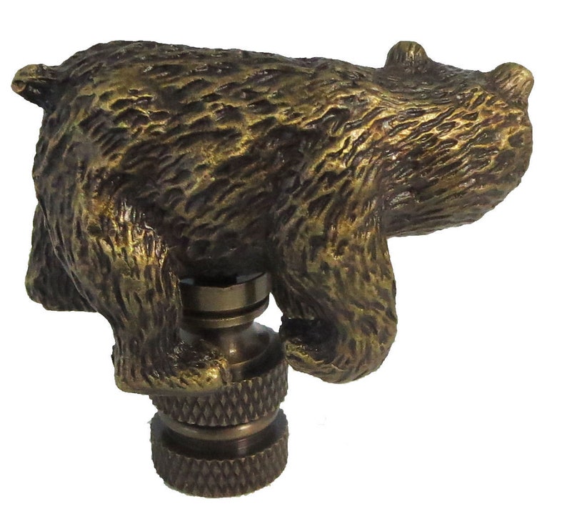 Walking bear lamp shade finial antique brass Etsy
