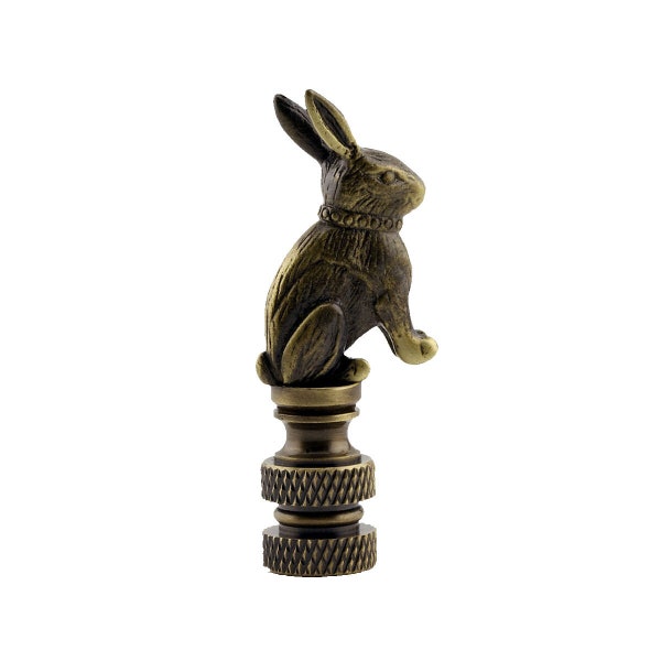 Rabbit lamp shade finial antique brass