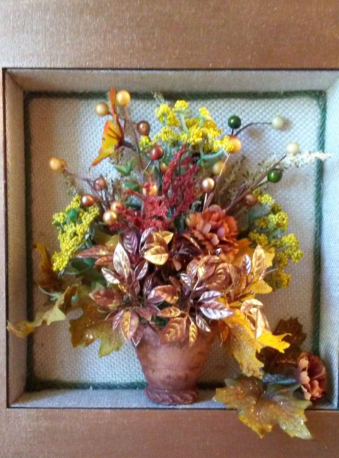 Floral Shadow Box Floral Arrangementfloral Wall Artfloral - Etsy