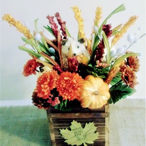 Fall Floral Arrangement, Fall Centerpiece, Thanksgiving Centerpiece, Fall Floral with Hedgehog .Fall Rustic Arrangement, Farmhouse Floral image 6