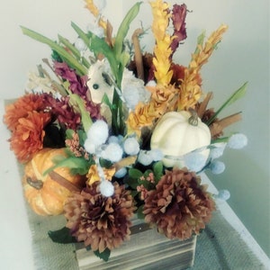 Fall Floral Arrangement, Fall Centerpiece, Thanksgiving Centerpiece, Fall Floral with Hedgehog .Fall Rustic Arrangement, Farmhouse Floral image 4