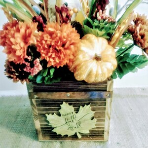 Fall Floral Arrangement, Fall Centerpiece, Thanksgiving Centerpiece, Fall Floral with Hedgehog .Fall Rustic Arrangement, Farmhouse Floral image 1