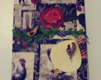 Rooster Corkboard,Fabric Cork Board,Decorative Organizer,Kitchen Cork Board,Country Rooster Decor ,Craft Room Corkboard,Housewarming Gift