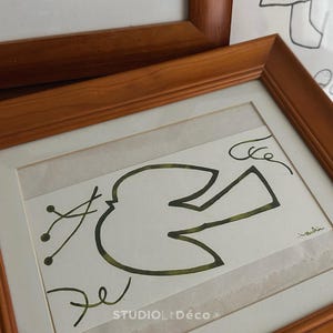 Schilderij: vogels en lentewind - PD008 | GRATIS VERZENDING in Australië | Origineel schilderij/tekening met de hand | Inkt, aquarel | Kaartenset.