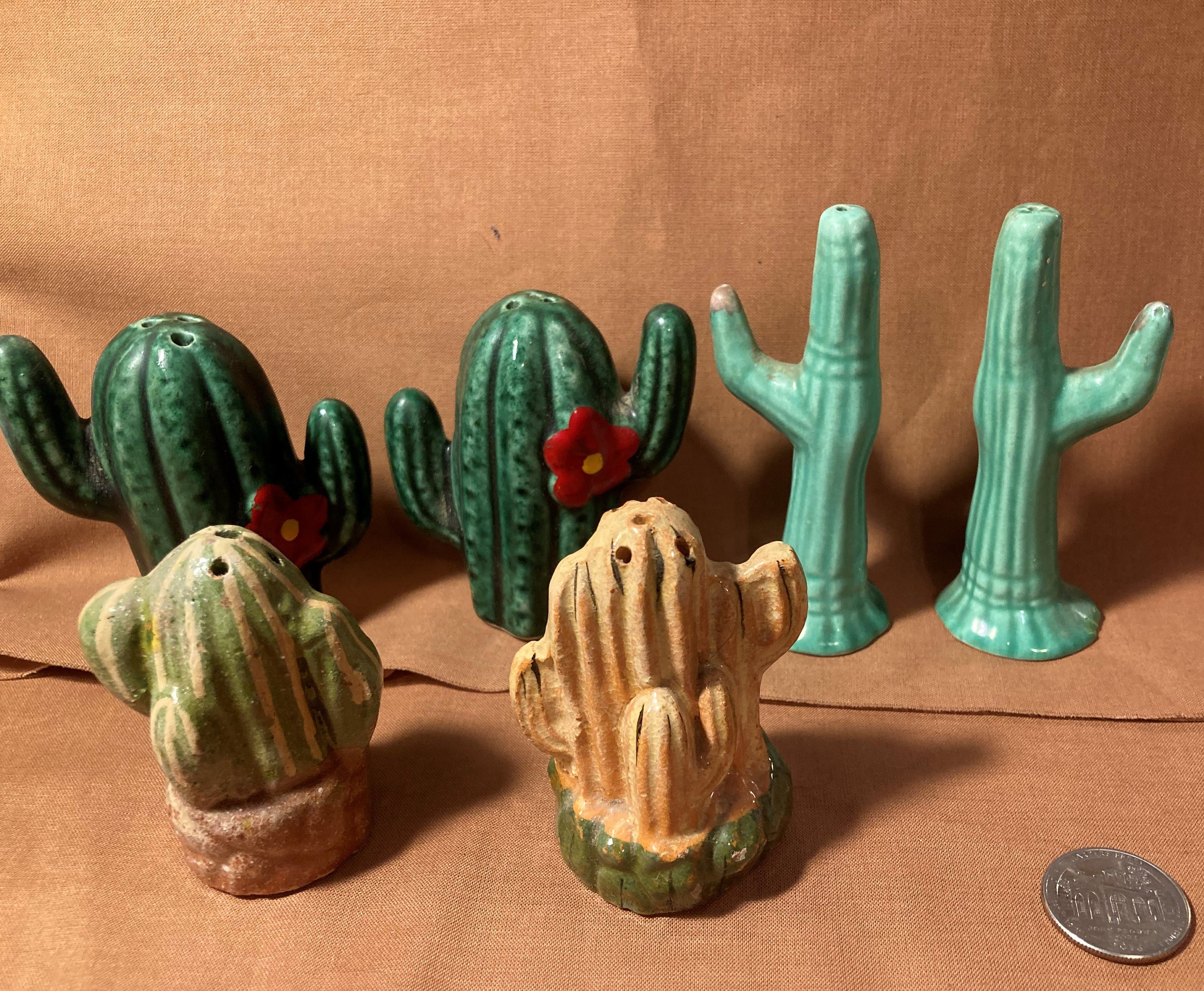 3 sets of cactus salt & pepper shakers older ceramic cacti S Etsy