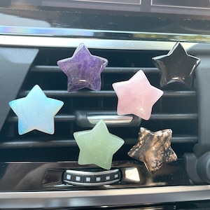 Rose Quartz Star Crystal Car Vent Clips Moonstone Star Car Charm Opal Cute Car Accessorie for Women Pink Rhodonite car interior accessories